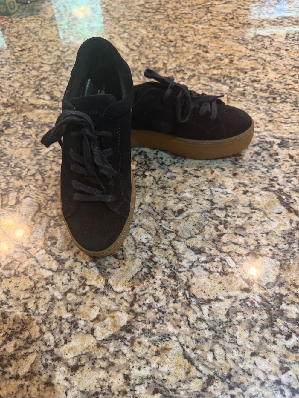 Vagabond sneakers platform shoes black suede tennis shoes gum paste